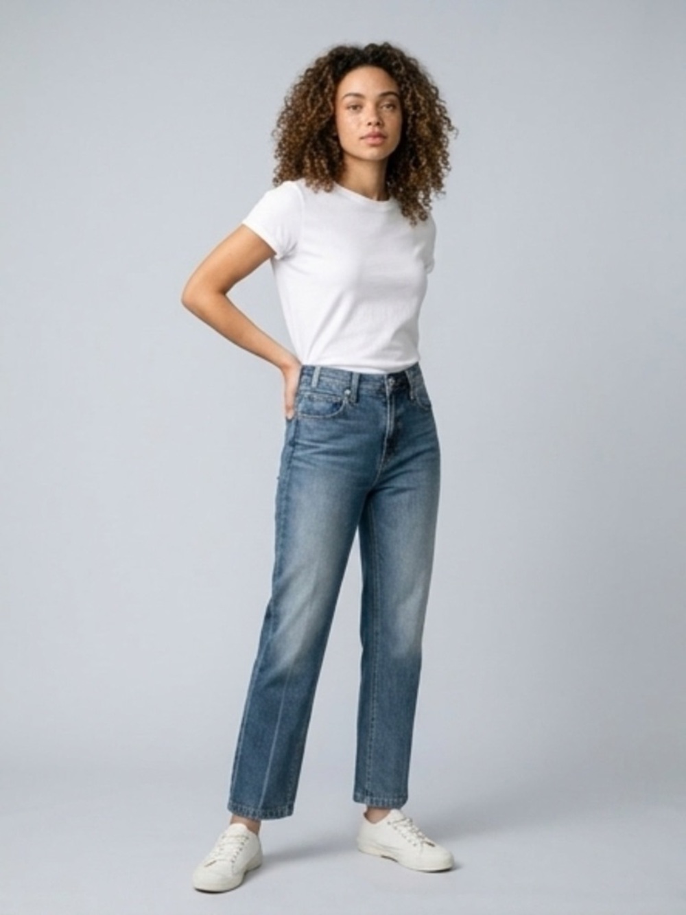 RtA Arwen Straight Leg Jeans, High Waist, Lapis, cotton, 27, EUC